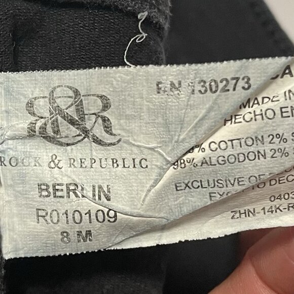 Rock & Republic Jeans Womens 8 Berlin Skinny Leg Stretch Black Denim Studded - Picture 7 of 11